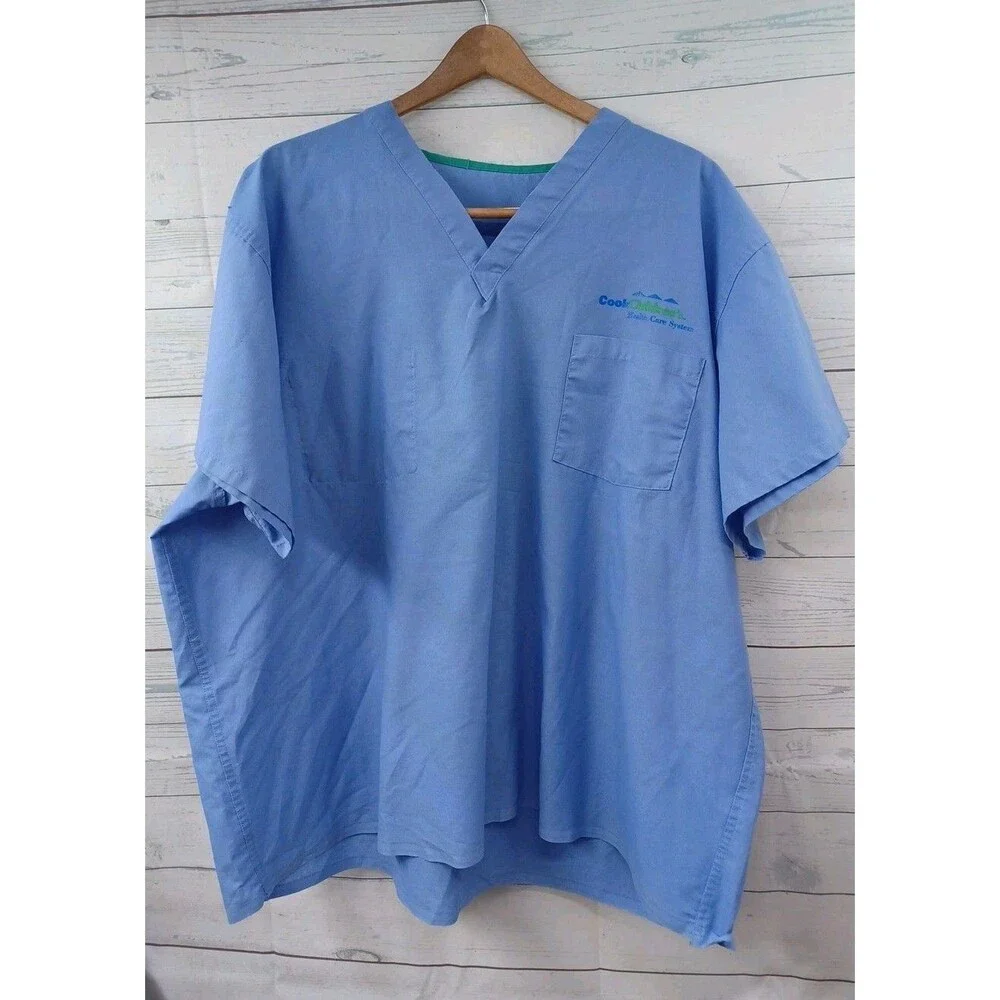 Cooks Childrens Hospital 80th Anniversary Scrubs Womens 4X V Neck Blue